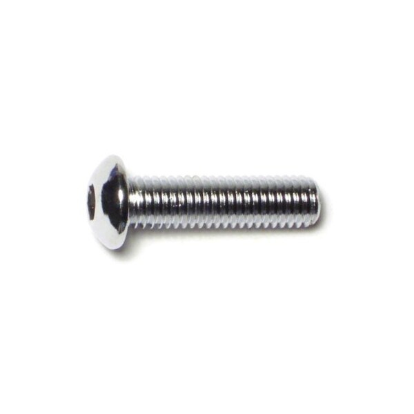 M8-1.25 Socket Head Cap Screw, Button, Chrome Plated Steel, 30 mm Length, 10 PK